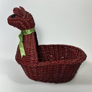 Vintage Wicker Kangaroo Basket Black Eyes Hand Woven Handmade Small 10 Inches
